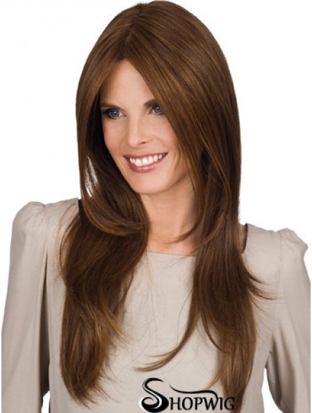 Brown Wig Long Length Straight Style With Capless Synthetic