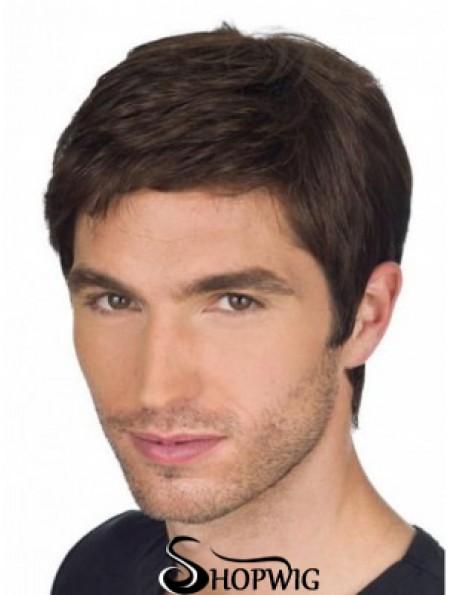 Straight Remy Human Auburn Full Lace Short Wigs For Men With Cancer