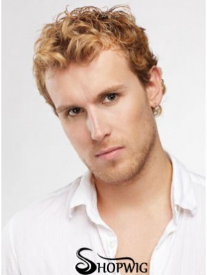 Blonde Short Curly Capless Curly Synthetic Wig Men