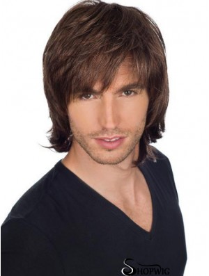 8 inch Full Lace Short Straight With Bangs Mens Wig Makers