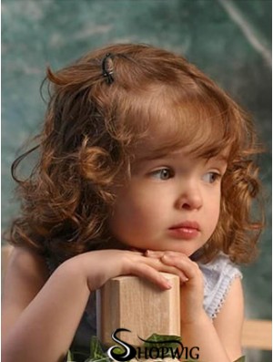 Wigs For Kids With Remy Lace Front Shoulder Length Curly Style