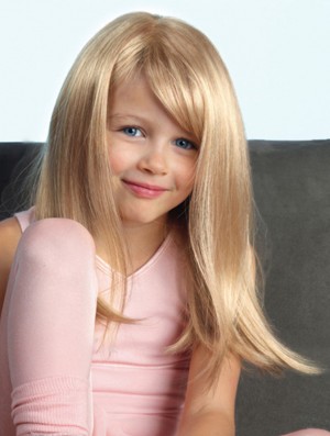 Straight Long Blonde Synthetic Lace Front Kids Wigs