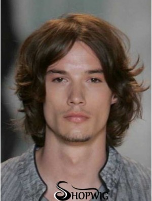 Auburn Lace Front Straight Chin Length Human Hair Men's Wigs