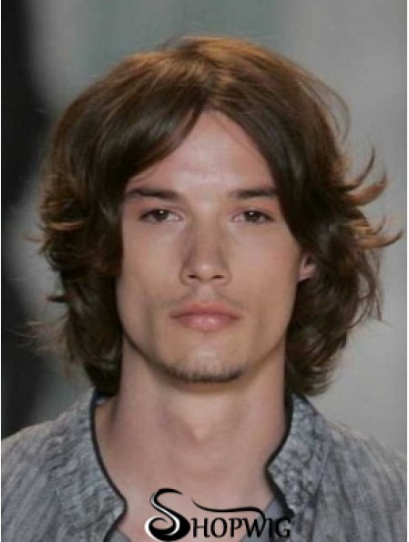 Auburn Lace Front Straight Chin Length Human Hair Men's Wigs