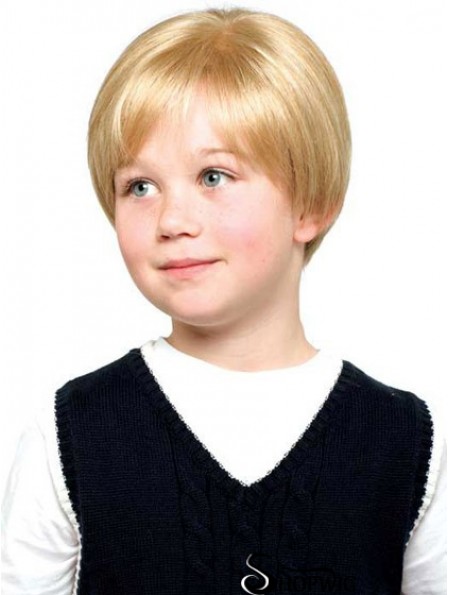 Straight Short Blonde Synthetic Lace Front Kids Wigs
