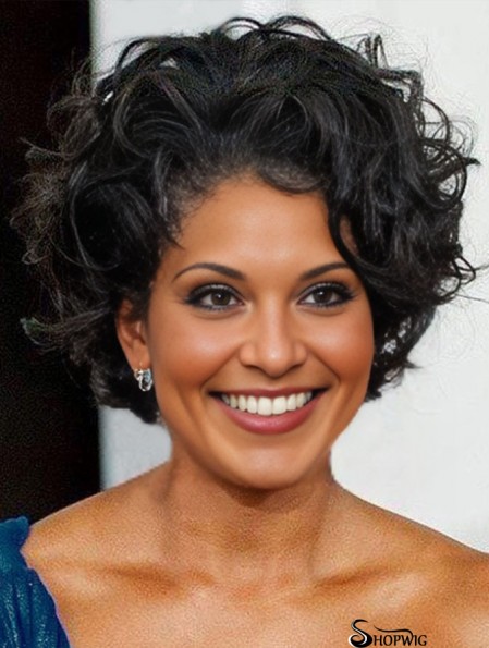 Lace Front Boycuts Short Curly 8 inch Black Sassy First Lady Wigs