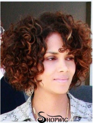 Full Lace Curly Without Bangs Short Perfect 10 inch Halle Berry Wigs