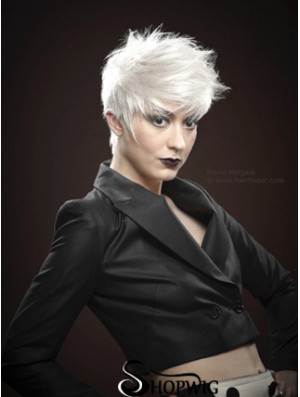 Mono Short Wigs With Remy Monofilament Boycuts Straight Style