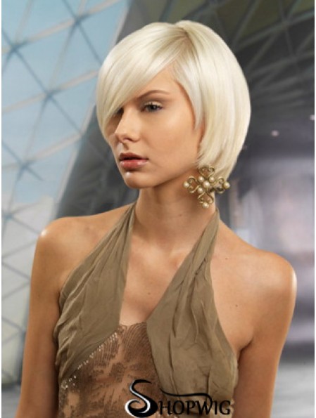 Monofilament Bobs Short Straight 10 inch Platinum Blonde Cheapest Fashion Wigs