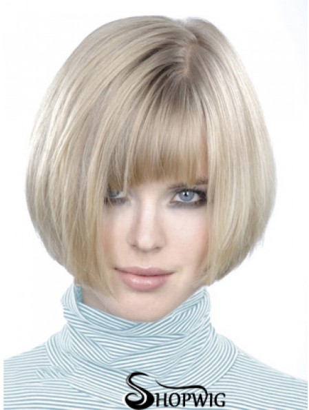 Monofilament Bobs Short Straight 10 inch Platinum Blonde Style Fashion Wigs