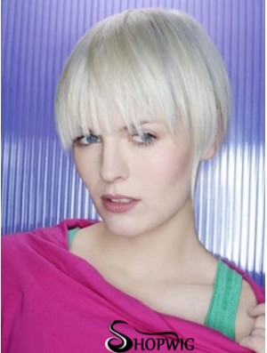 Capless Grey Short Straight 8 inch Beautiful Fashion Wigs