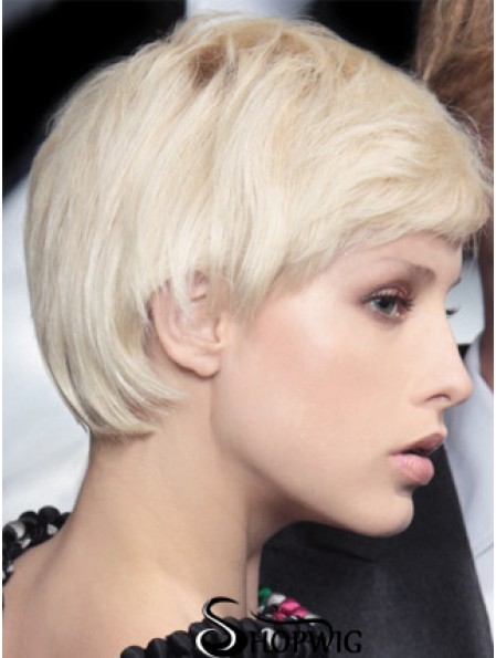 Monofilament Boycuts Short Straight 8 inch Platinum Blonde Incredible Fashion Wigs