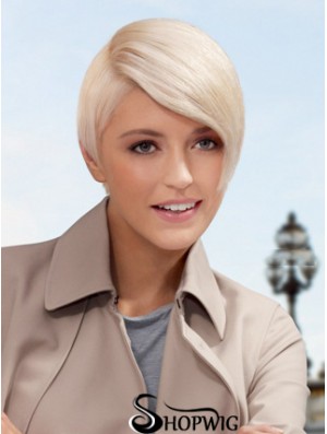 Lace Front Boycuts Short Straight 8 inch Platinum Blonde Style Fashion Wigs