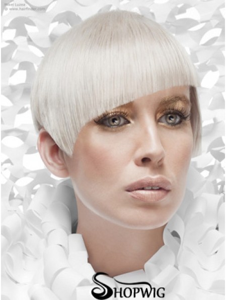 Lace Front Boycuts Short Straight 8 inch Platinum Blonde Cheapest Fashion Wigs