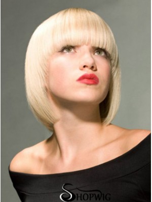 Full Lace Bobs Chin Length Straight 10 inch Platinum Blonde Online Fashion Wigs