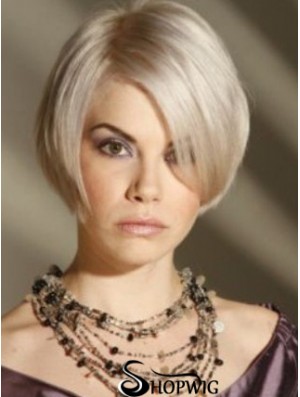 Capless Grey Short Straight 8 inch Platinum Blonde Amazing Fashion Wigs