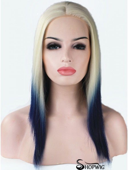 16 inch Ombre/2 Tone Long Without Bangs Straight Fashionable Lace Wigs