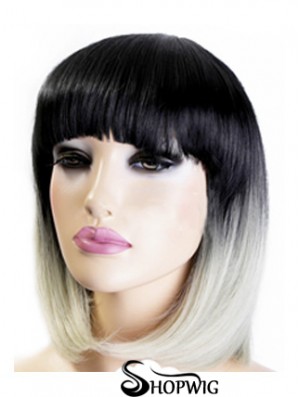 Modern 12 inch Chin Length Straight Wigs For Black Women