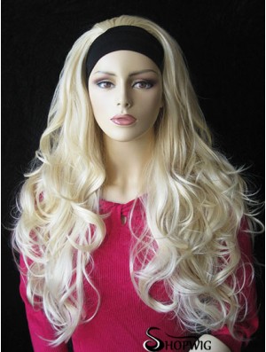 Long Wavy Blonde Natural Synthetic Half Wigs