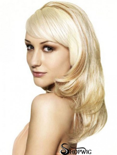 Blonde 16 inch Wavy Capless Synthetic Long 3/4 Wigs Cheap