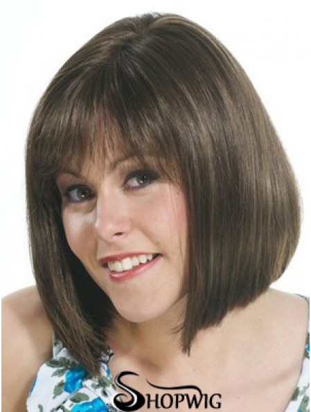 Brown Bob Wig UK With Capless Straight Style Chin Length