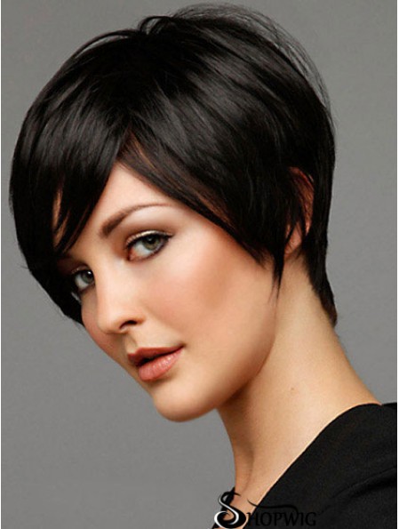 Black Wigs Straight Style Short Length Black Color Boycuts