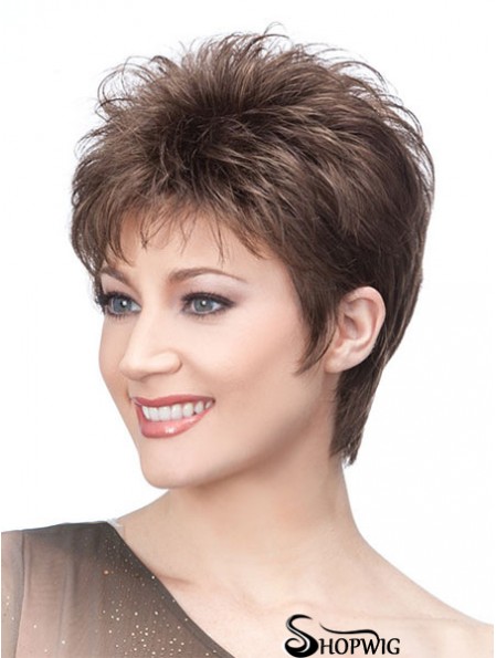 Brown Cropped Straight Boycuts Capless Wig Sales Online