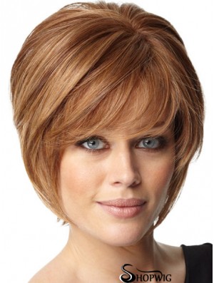 Auburn Straight Chin Length Bobs Capless Cheap Ladies Wigs UK