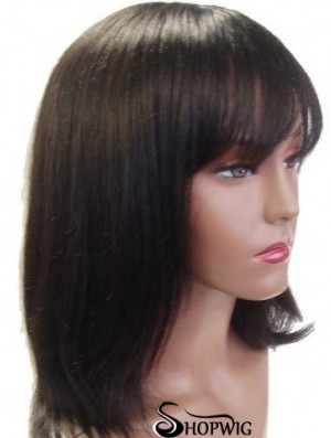 Brown Straight Shoulder Length With Bangs Capless Cheap Wigs Online UK