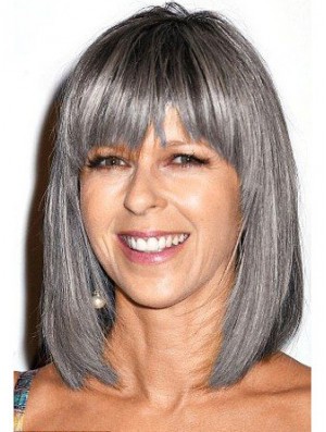 Straight Lace Front 12 inch Modern Shoulder Length Grey Wigs