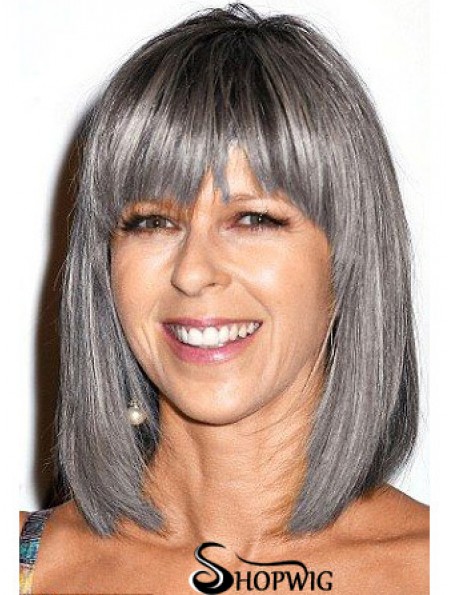 Straight Lace Front 12 inch Modern Shoulder Length Grey Wigs