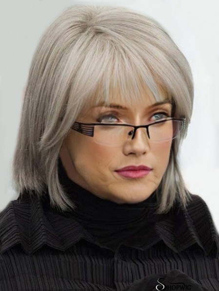 High Quality Wigs Chin Length Straight Style Grey Cut