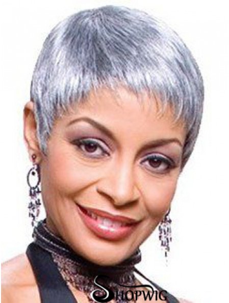 Straight Lace Front 8 inch Flexibility Short Grey Wigs