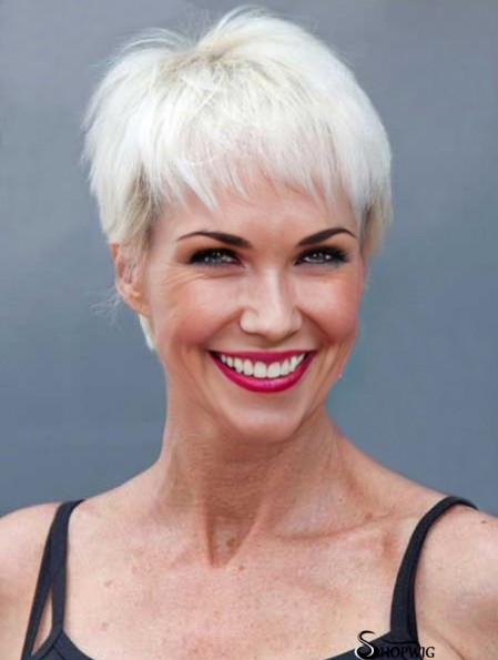 Buy Wigs With Remy Capless Straight Style Short Length Grey Cut