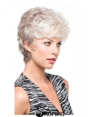 Grey Short Wig With Synthetic Capless Wavy Style