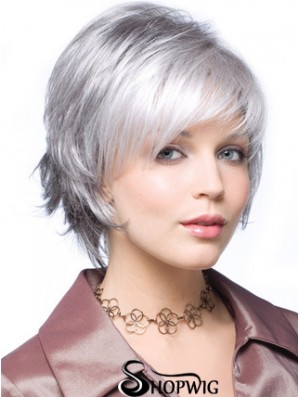 Straight Capless 8 inch Beautiful Short Grey Wigs