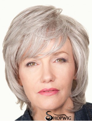 Wavy Lace Front 12 inch New Chin Length Grey Wigs