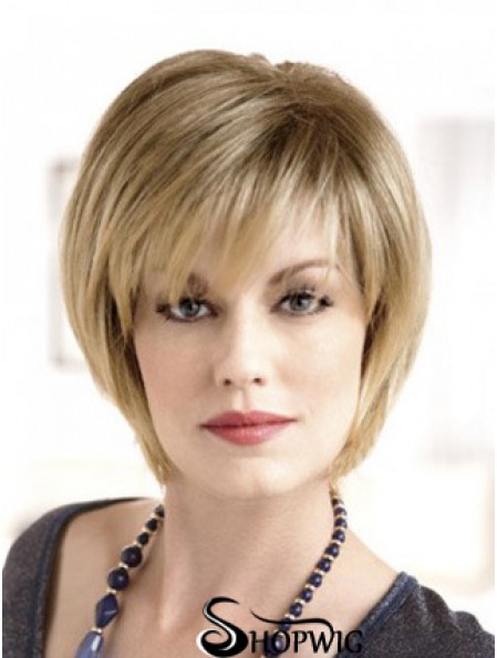 Lace Front Straight Layered Short 8 inch Top Human Hair Wigs