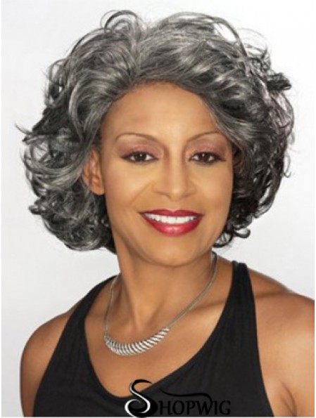 Wavy Capless 12 inch Popular Chin Length Grey Wigs