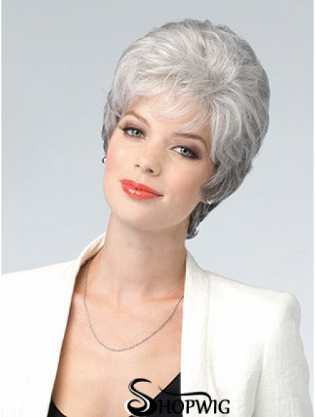 Lace Front Wig Grey Cut Wavy Style Short Length With Remy