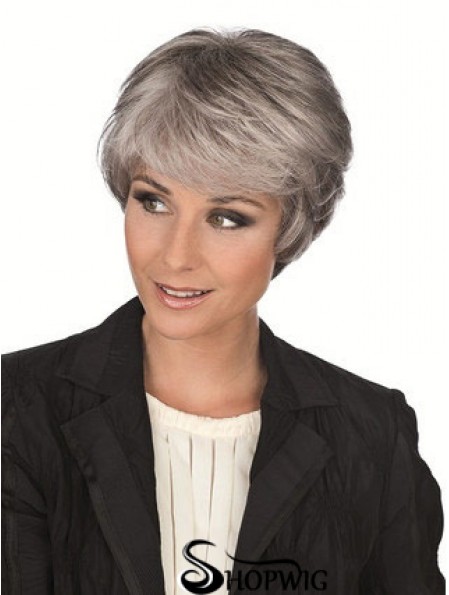 Synthetic Sassy Short Straight Grey Wigs