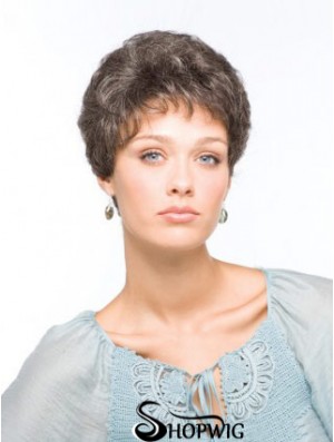 Synthetic Beautiful Short Wavy Grey Wigs