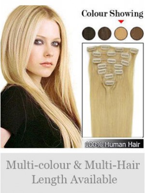 Fabulous Blonde Straight Remy Human Hair Clip In Hair Extensions