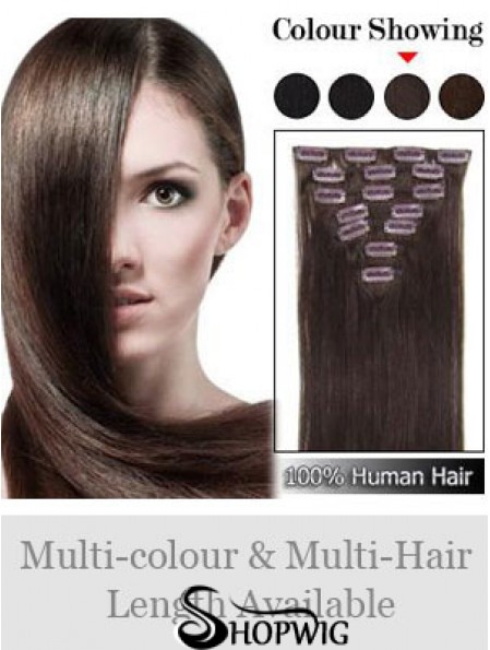 Designed Auburn Straight Remy Human Hair Clip In Hair Extensions