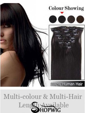 Cheap Brown Straight Remy Human Hair Clip In Hair Extensions