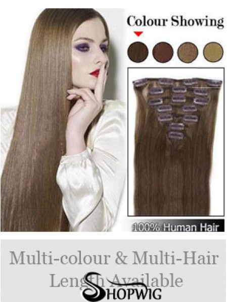 Best Brown Straight Remy Human Hair Clip In Hair Extensions