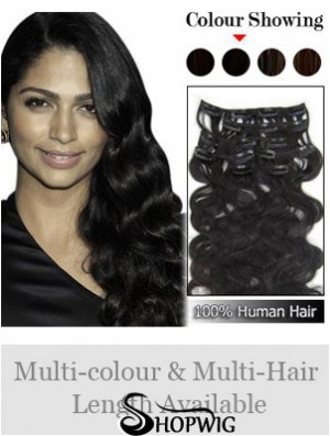 Great Black Wavy Remy Human Hair Clip In Hair Extensions