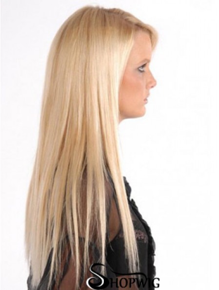Popular Blonde Straight Remy Human Hair Clip In Hair Extensions