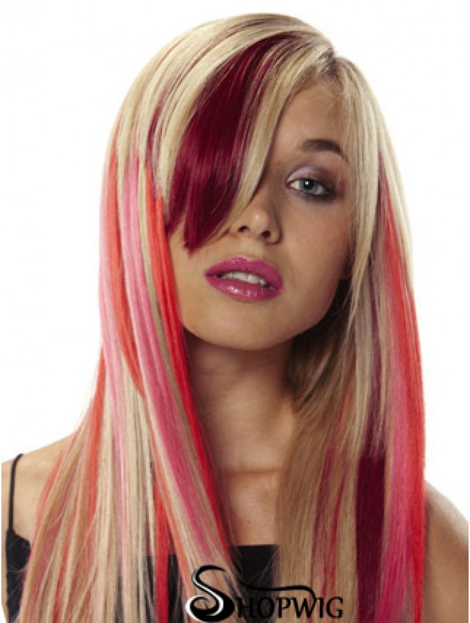 Modern Red Straight Remy Human Hair Clip In Hair Extensions.
