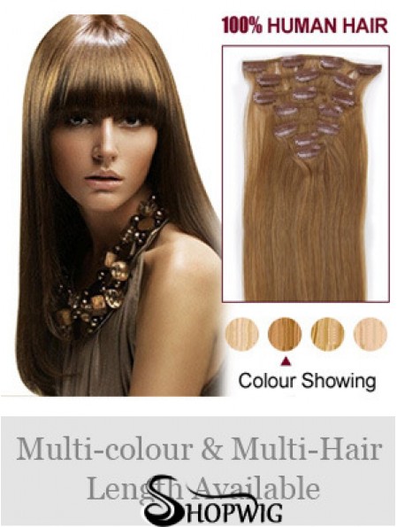 Hairstyles Brown Straight Remy Human Hair Clip In Hair Extensions